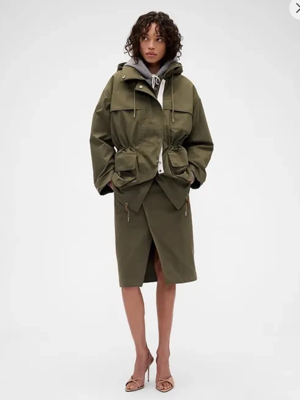 Gap × Victoria Beckham Collab Green Cotton Parka Jacket size Small/ Medium NWT - Picture 2 of 7